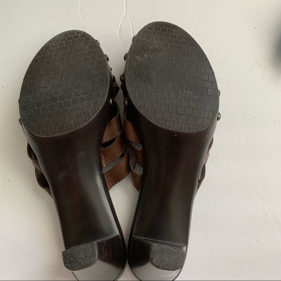 Victoria Spencer Limits Strappy Leather Mule High Heel Sandals Dark Brown 9.5M - Picture 8 of 8